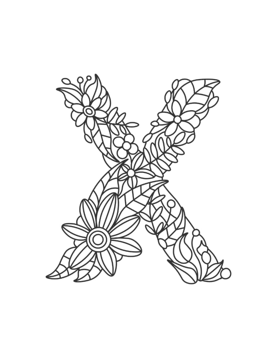 Flower Letter X Tracing Worksheets Pdf Free Vectors